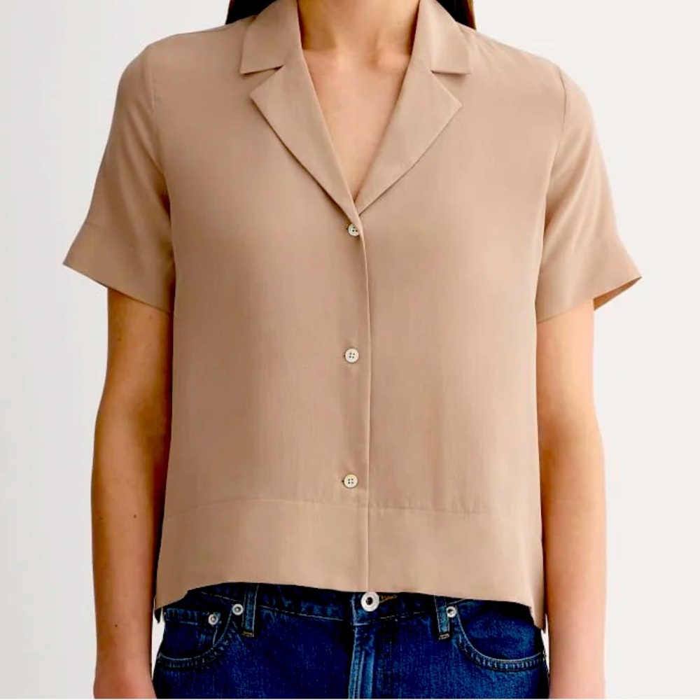 Everlane The Notch Shirt in Washable Silk - Burnt Sugar Size 16 New with tags!